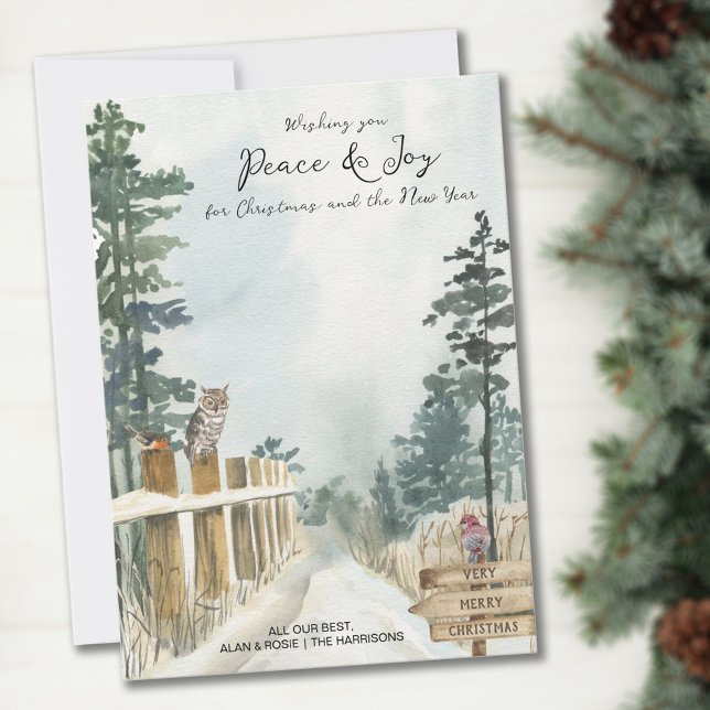 Peace and Joy Country Path Christmas Holiday Card (Creator Uploaded)