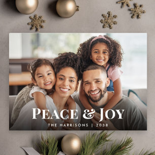 Peace And Joy Family Photo Christmas Holiday Card