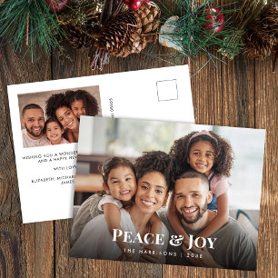 Peace And Joy Family Photo Christmas Holiday Postcard