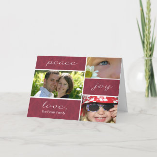 Peace and Joy Folded Holiday Card-burgundy Card