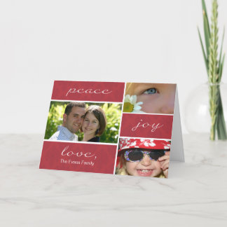 Peace and Joy Folded Holiday Card-red Card