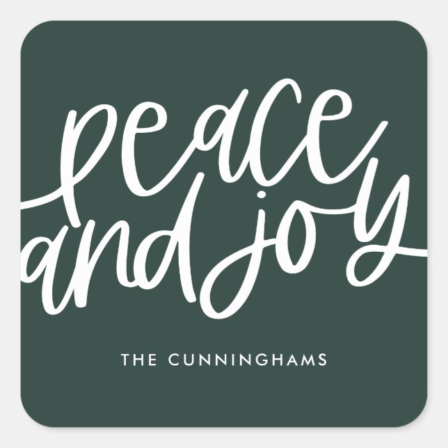 Peace and Joy Green Holiday  Square Sticker (Front)