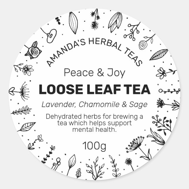 Peace And Joy Herbal Tea Labels (Front)