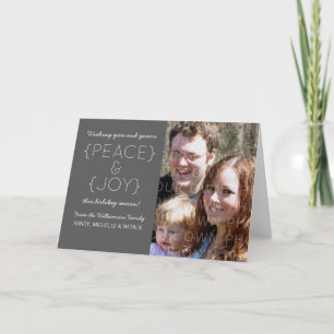 Peace and Joy Holiday Photo Card, Grey Card