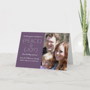 Peace and Joy Holiday Photo Card, Purple Card