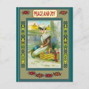 Peace and joy holiday postcard