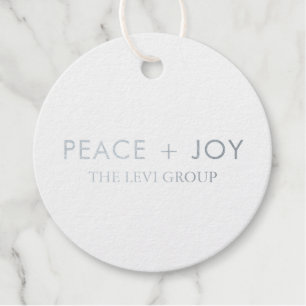Peace and Joy Minimal Christmas Circle Silver  Favour Tags