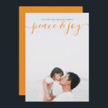 Peace And Joy Modern Christmas Orange Card<br><div class="desc">Christmas Peace and Joy Typography Holiday Photo card from Ricaso - designed with a wonderful flowing typography Peace & Joy text to the front - this simple modern bright orange design is sure to be a hit with family and friends .. easy to add your own text and photo -...</div>
