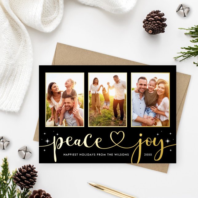 Peace and Joy Modern Gold Heart Script 3 Photo (Creator Uploaded)