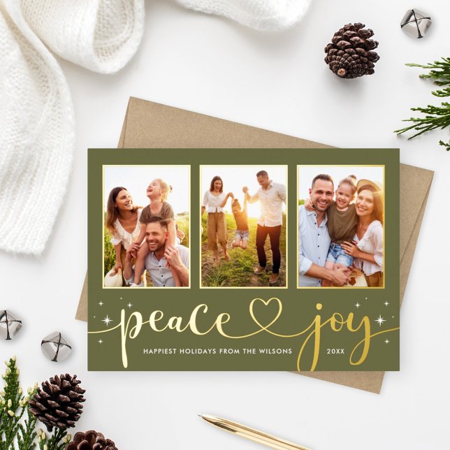 Peace and Joy Modern Gold Heart Script 3 Photo (Creator Uploaded)