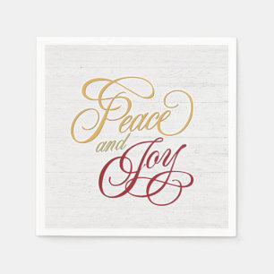 Peace and Joy On Whitewashed Wood Napkin
