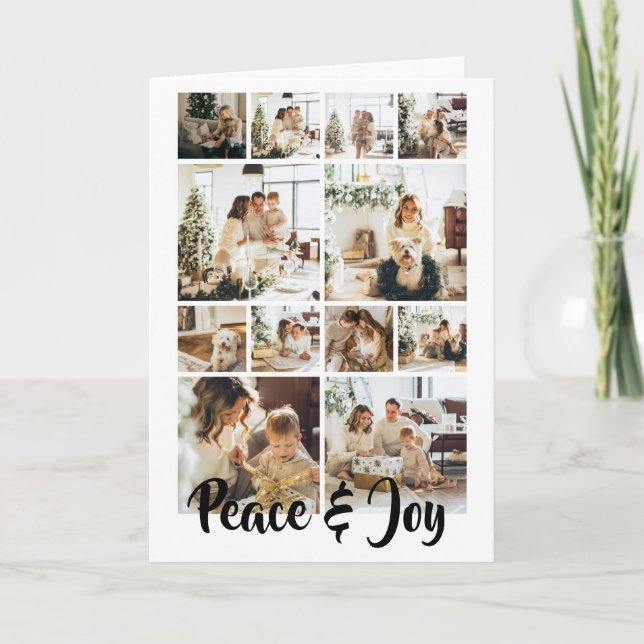 Peace and Joy Photo Christmas Personalised Holiday Card (Front)