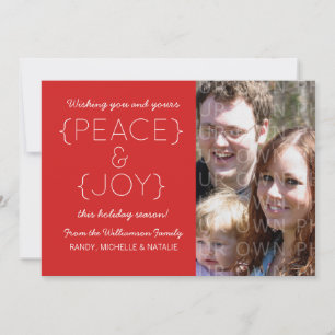 Peace and Joy Photo Flat Card, Red Holiday Card