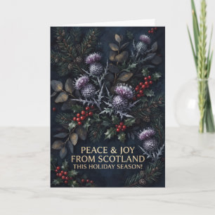 Peace and Joy Scottish Thistle Christmas Card