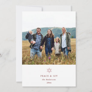 peace and joy snowflake photo holiday card