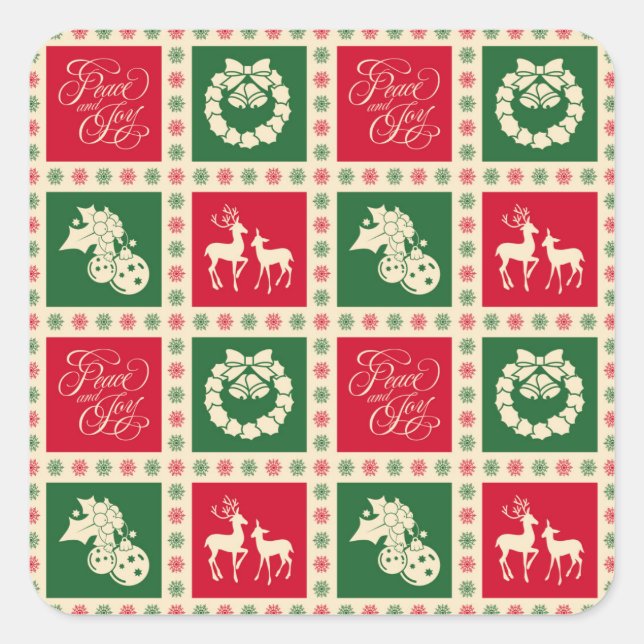 Peace and joy square sticker (Front)