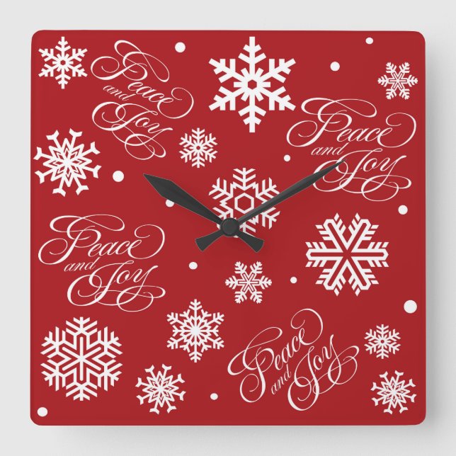 Peace and joy square wall clock (Front)