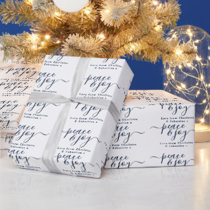Peace And Joy Typography Modern Christmas Wrapping Paper