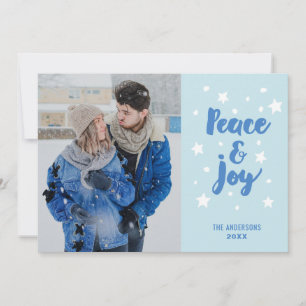 Peace and Joy Typography Photo Christmas/Holiday Holiday Card