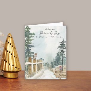 Peace and Joy Woodland Path Country Christmas Holiday Card