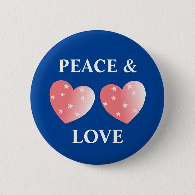 Peace And Love 6 Cm Round Badge (Front)