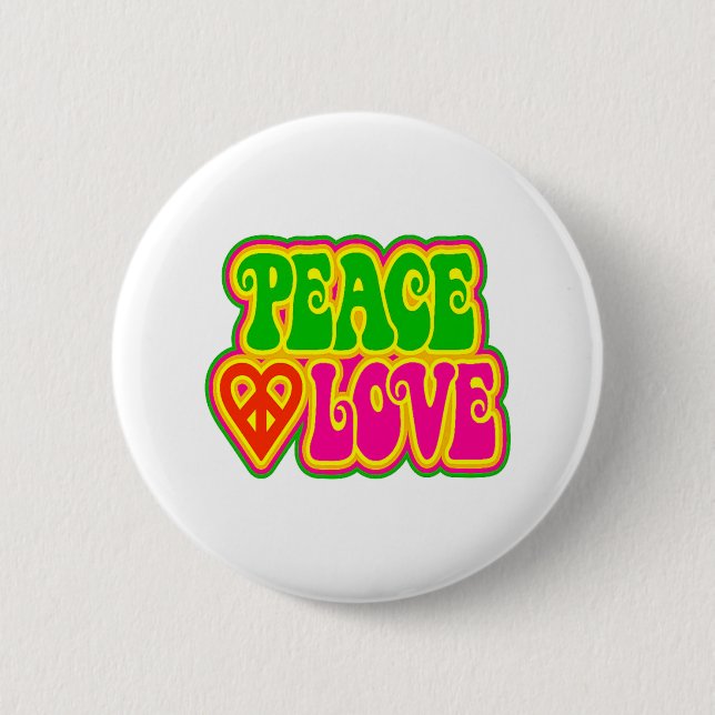 peace and love 6 cm round badge (Front)
