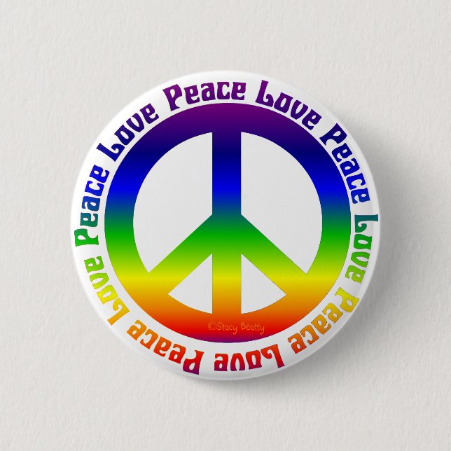 Peace and Love all around 6 Cm Round Badge (Front)