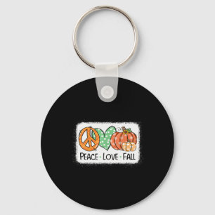 Peace and Love and Fall Pumpkin Autum Happy Fall T Key Ring
