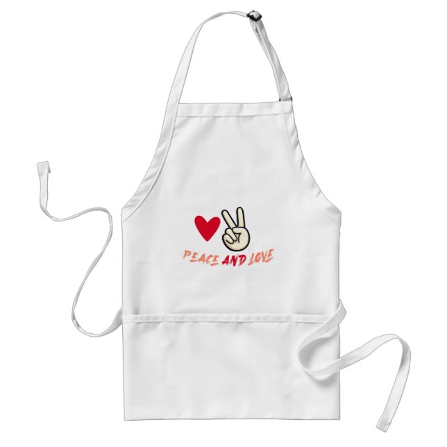 Peace and Love Apron | Heart and Peace Sign Graphi (Front)