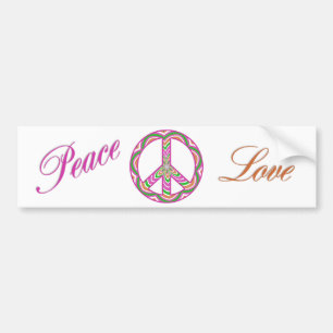 Peace and Love Bumper Sticker