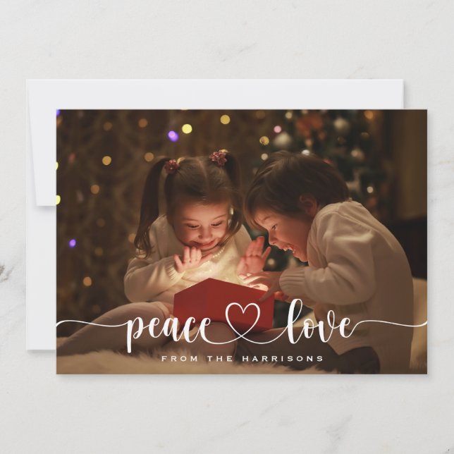 Peace and Love Christmas Holiday Photo Card (Front)