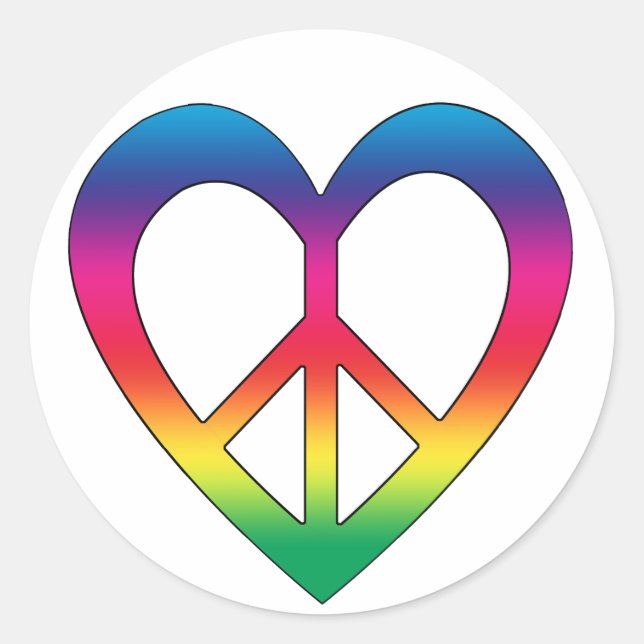 Peace and Love Classic Round Sticker (Front)