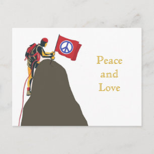 Peace and love climber postcard