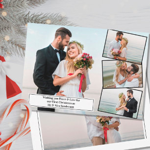 Peace and Love First Christmas as Mr and Mrs Photo Holiday Card