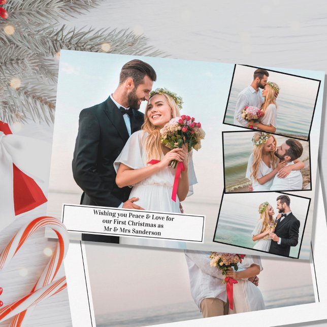 Peace and Love First Christmas as Mr and Mrs Photo Holiday Card (Creator Uploaded)