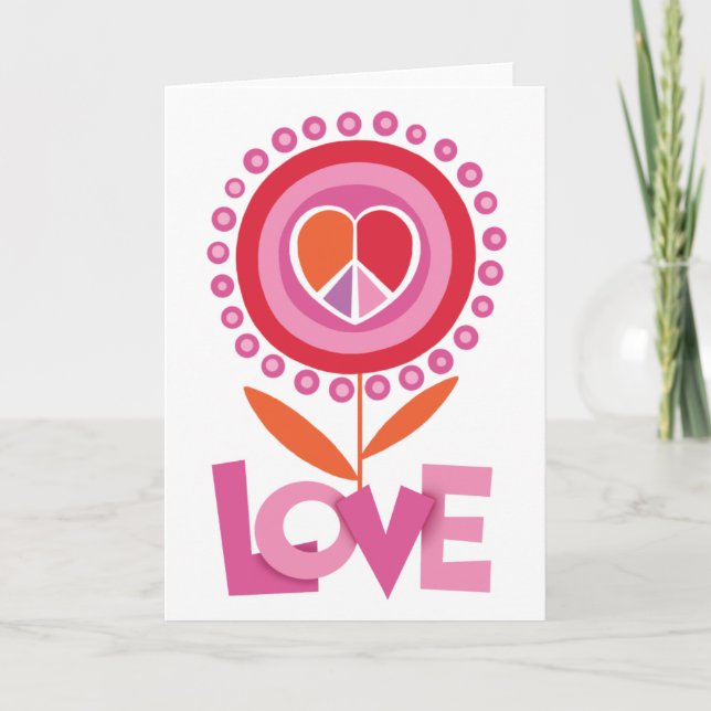 Peace and LOVE flower Holiday Card (Front)