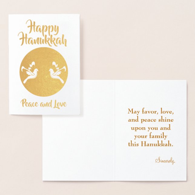 Peace and Love Hanukkah Greeting Foil Card (Display)