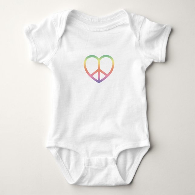 Peace and Love Heart Organic Cotton Onsie Baby Bodysuit (Front)