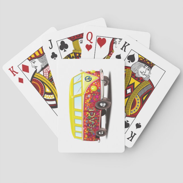 Peace and Love Hippy Bus Playing Cards (Back)