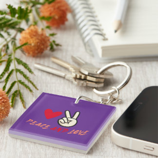 Peace and Love Keychain | Heart and Peace Sign 