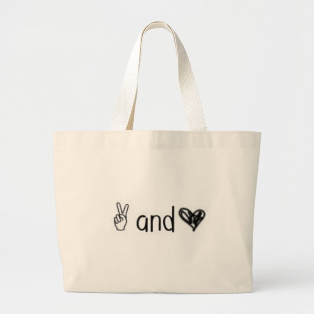 Peace And Love Large Tote Bag (Front)