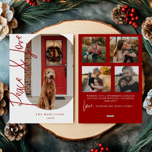 Peace and Love Modern Minimalist Card burgundy