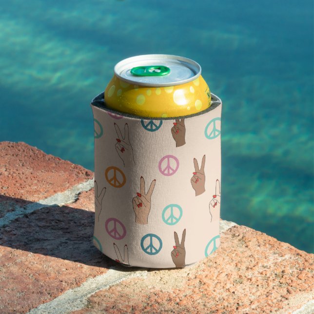 Peace and Love Multicultural Hand Pattern Can Cooler (In Situ Pool)