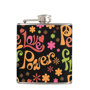 Peace and Love Pattern Hip Flask