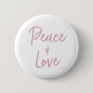 PEace-and-Love-Pink 6 Cm Round Badge