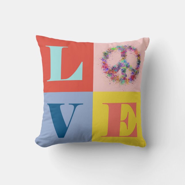 Peace and Love | Pop | Modern Cushion (Front)