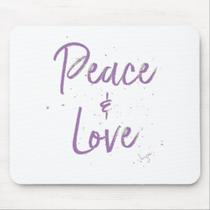 PEACE-and-Love-Purple Mouse Pad