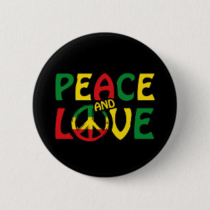 PEACE and LOVE, reggae style 6 Cm Round Badge