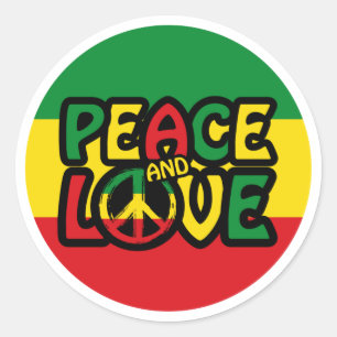 PEACE and LOVE, reggae style Classic Round Sticker