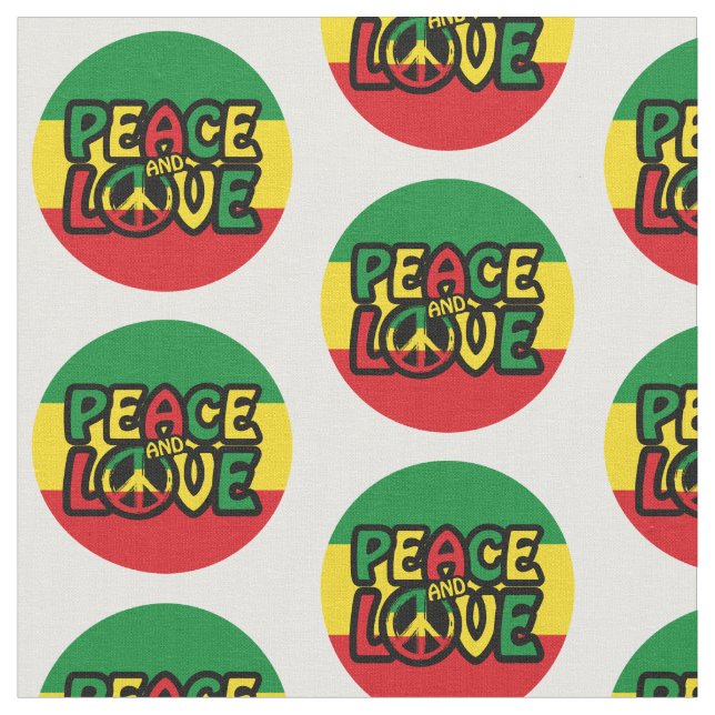 PEACE and LOVE, reggae style Fabric (Close Up)